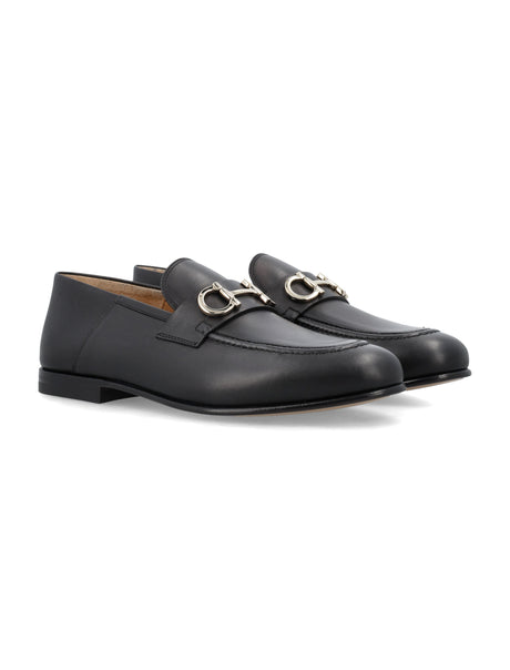 FERRAGAMO Men's Leather Gin Loafer Flat with Gancini Hook - SS24