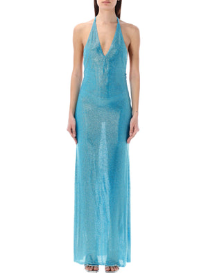 GIUSEPPE DI MORABITO Sparkling Deep Sky Blue Long Dress for Women