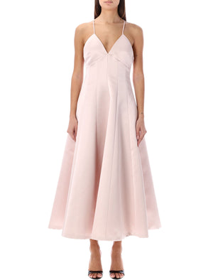 PHILOSOPHY DI LORENZO SERAFINI Feminine and Elegant V-Neck Pink Duche Dress for Women