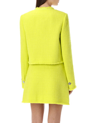 VERSACE Bouclé Tweed Raglan Jacket in Yellow for Women - SS24