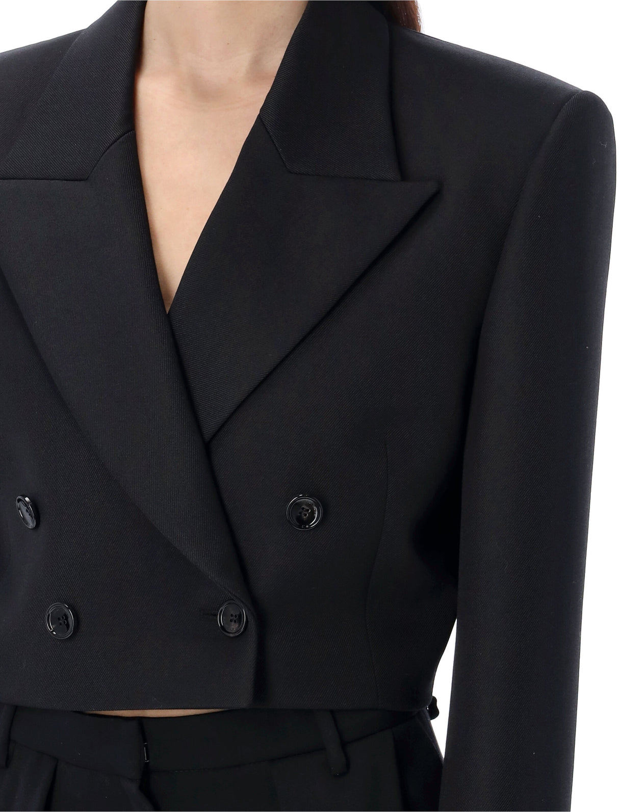 Áo Blazer Đôi Cropped Cho Nữ Màu Đen