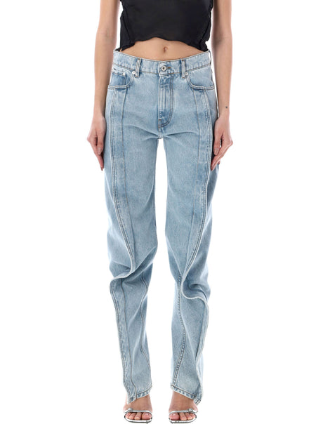 Y/PROJECT High Waisted Banana Slim Jeans with Ruffled Leg - SS24 Collection