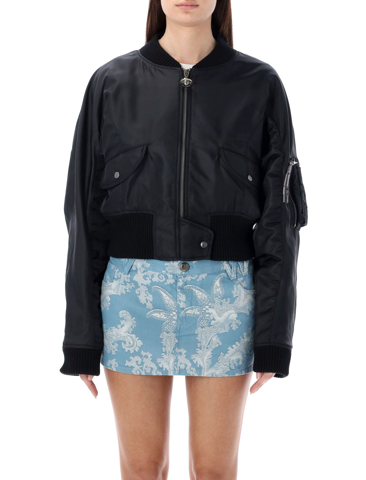 VIVIENNE WESTWOOD Black Cynthia Bomber Jacket for Women - SS24