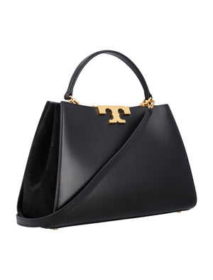 TORY BURCH Elegant Black Leather Shoulder Handbag for Women - SS24 Collection