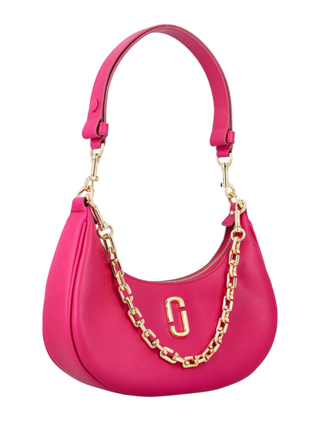 MARC JACOBS Petite Curve Pink Leather Crossbody & Shoulder Bag - Mini Handbag with Chain Strap and Adjustable Leather Strap, Interior Zip Pocket