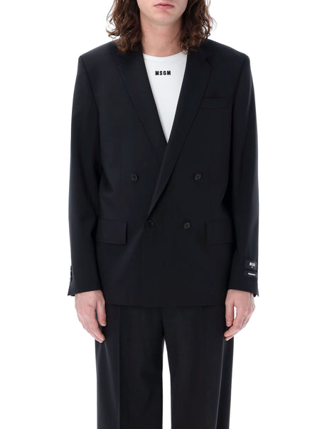 MSGM Men's Black Double Breasted Blazer for SS24