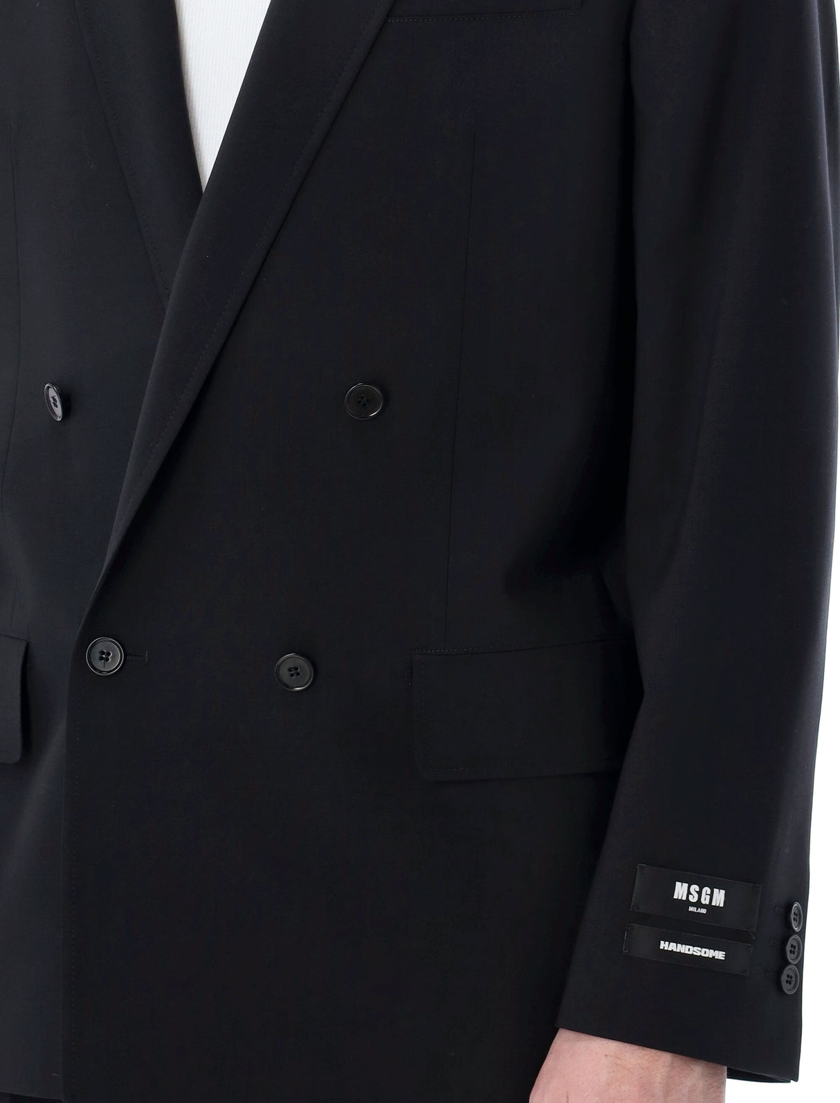 MSGM Men's Black Double Breasted Blazer for SS24