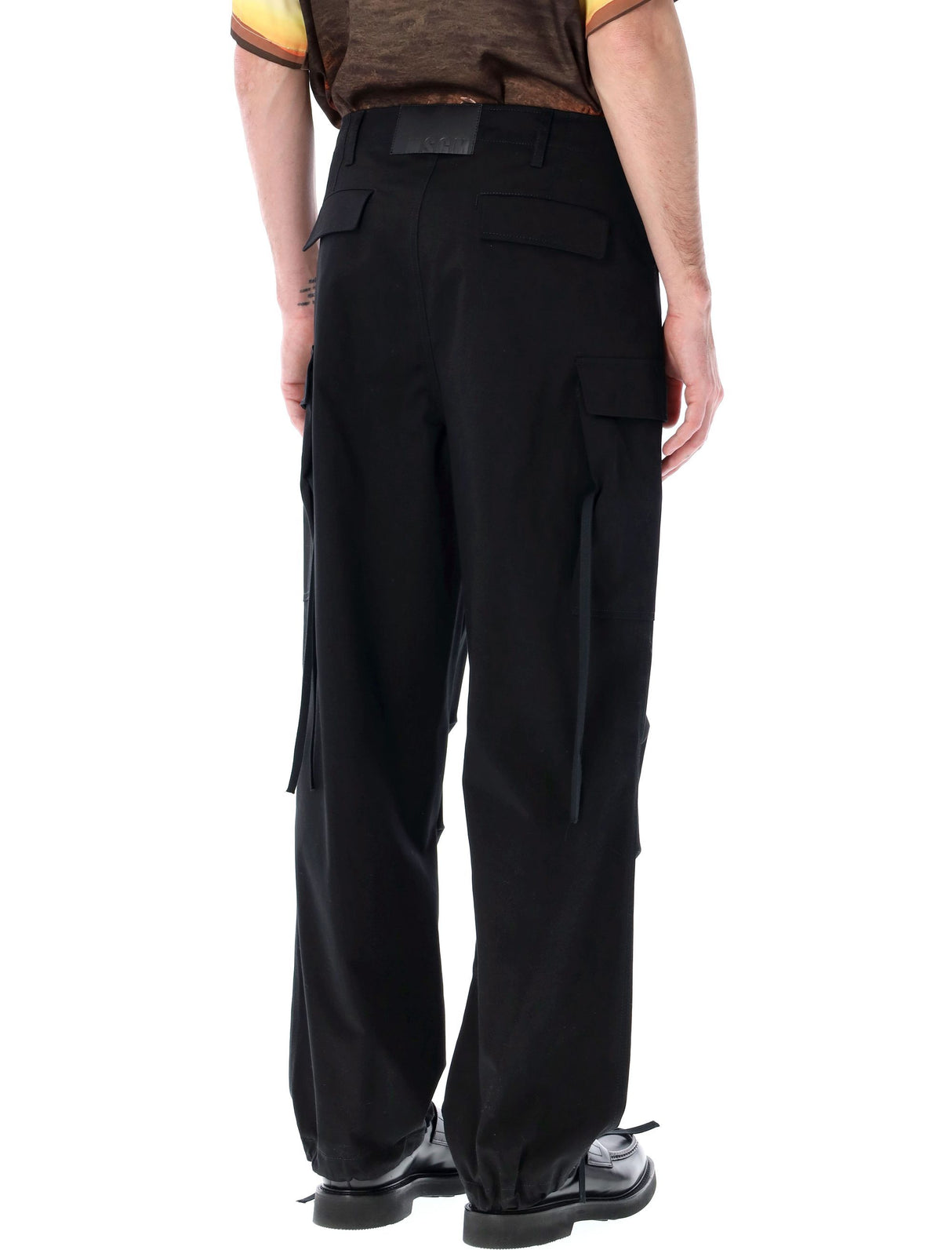 MSGM Men's Cargo Pants with Regular Waist and Concealed Button Closure