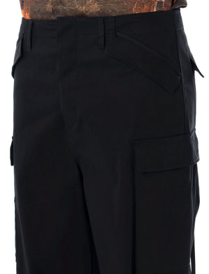 MSGM Men's Cargo Pants with Regular Waist and Concealed Button Closure