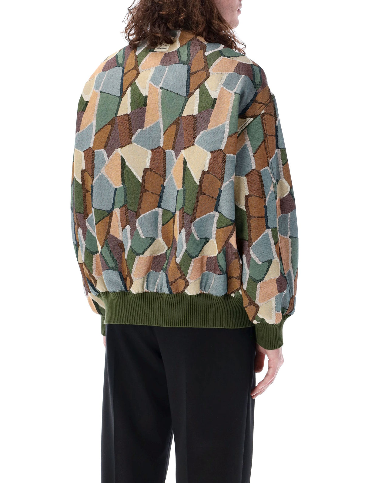 EMPORIO ARMANI Multicolor Cotton Blend Jacquard Bomber Jacket for Men