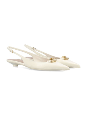 VALENTINO GARAVANI Women's VLogo Moon Ballerina Slingback - Ivory SS24