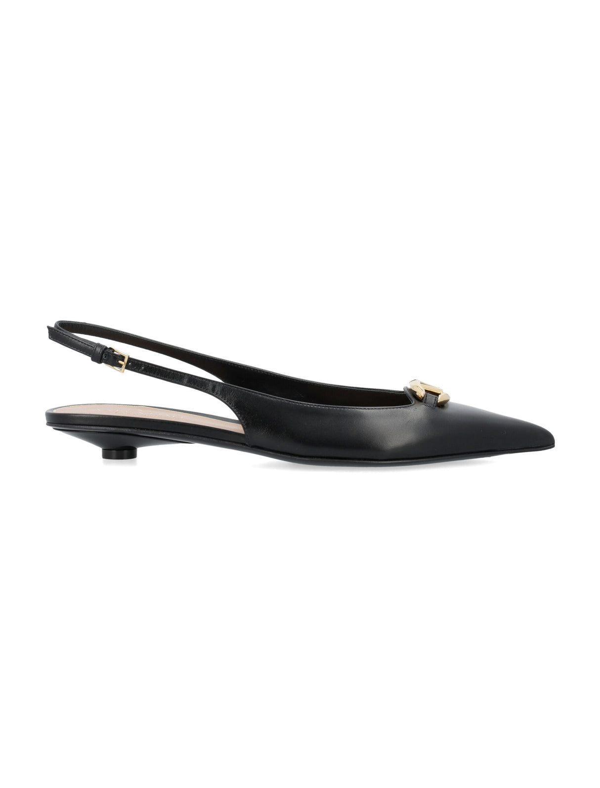 VALENTINO GARAVANI Black V-Logo Moon Slingback Ballerina Shoes for Women for SS24