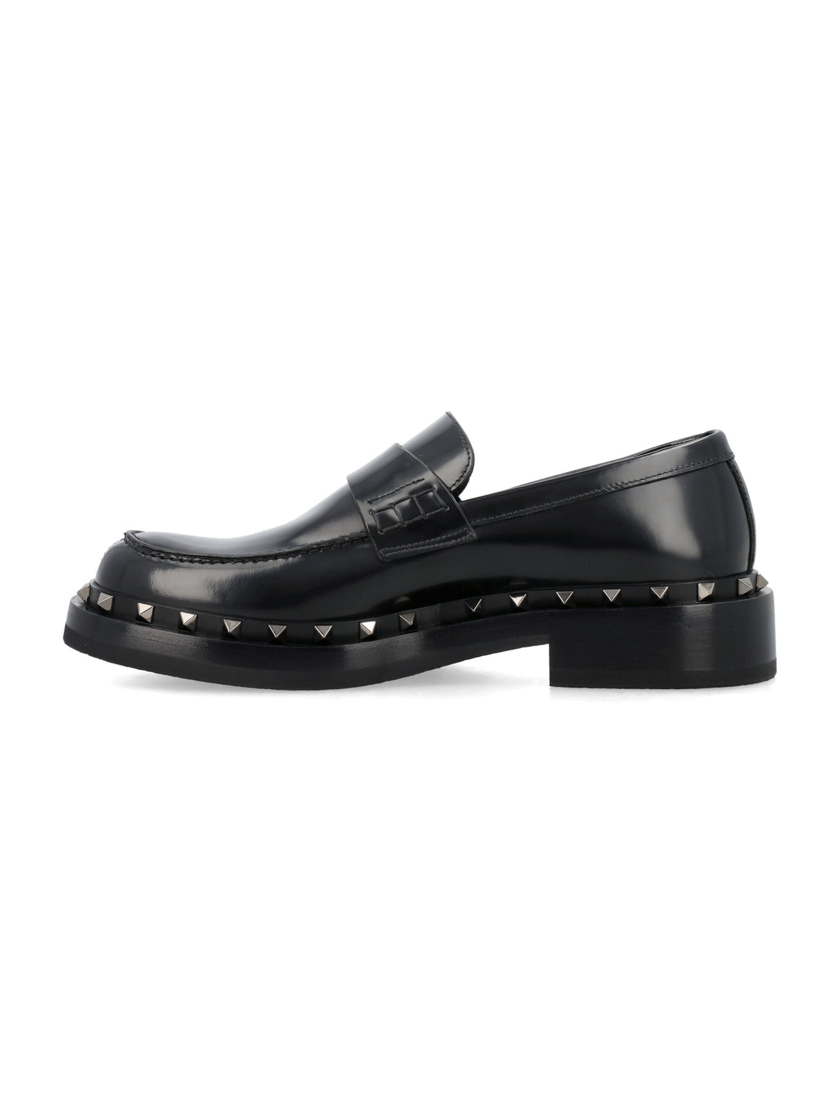 VALENTINO GARAVANI Men's Black Rockstud Loafers for SS24 Footwear Collection