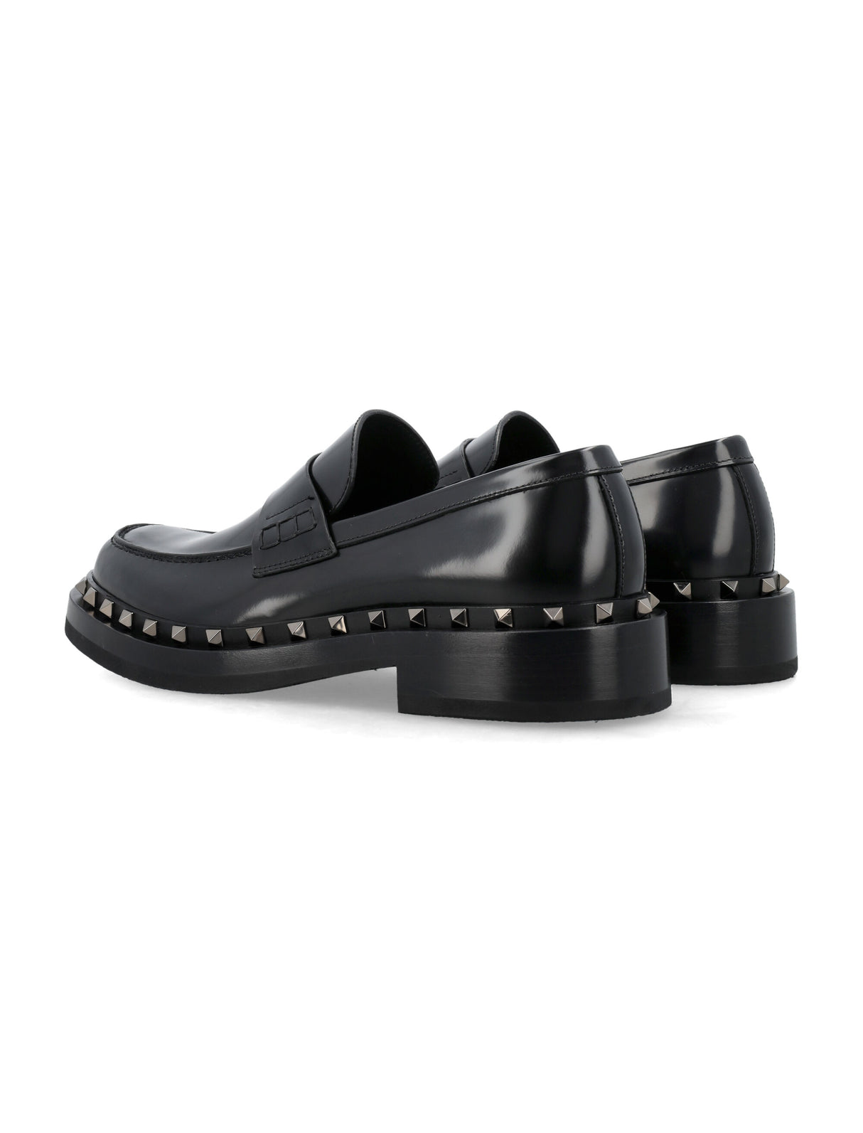 VALENTINO GARAVANI Men's Black Rockstud Loafers for SS24 Footwear Collection