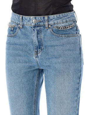 STELLA MCCARTNEY Cotton Flared Jeans with Falabella Chain - SS24