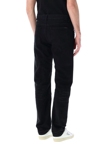 SAINT LAURENT Black Low-Rise Baggy Jeans with Button Fastening for Men