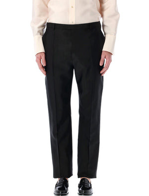 SAINT LAURENT Men's High Waisted Black Faille Pants for SS24