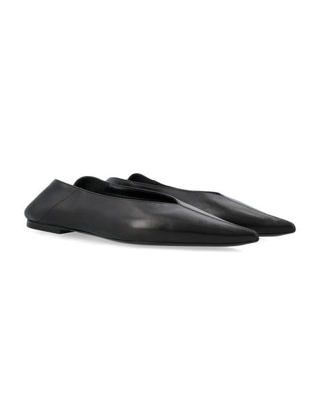 SAINT LAURENT Black Carolyn Slippers with Shiny Lambskin and Pointed Toe
