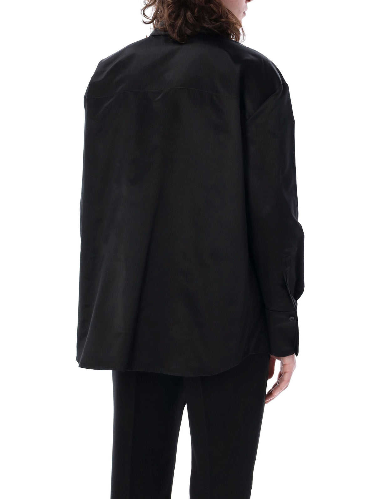 SAINT LAURENT Black Silk Oversized Shirt for Men