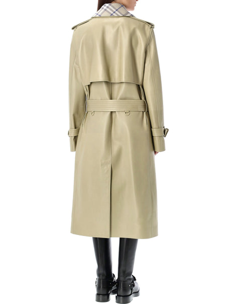 BURBERRY Green Leather Trench Coat for Women
