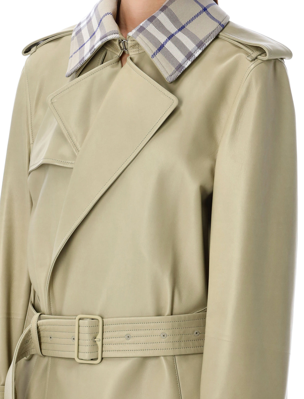 BURBERRY Green Leather Trench Coat for Women