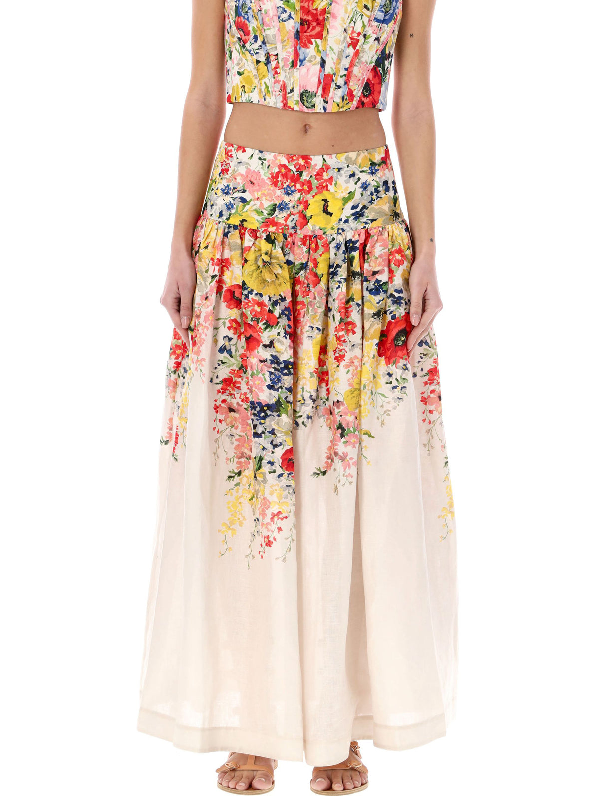 ZIMMERMANN Alight Midi Skirt in Ivory Floral for Women - SS24 Collection