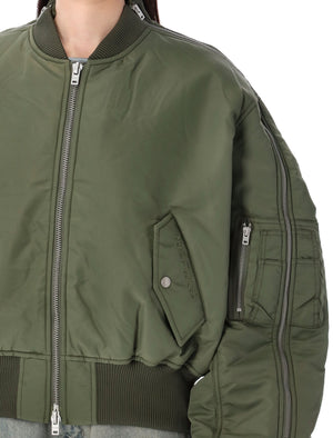 Hunter Green Nylon Bomber for Women by ACNE STUDIOS - SS24 Collection