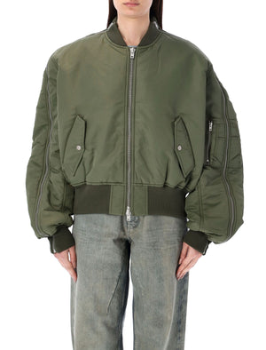 Hunter Green Nylon Bomber for Women by ACNE STUDIOS - SS24 Collection