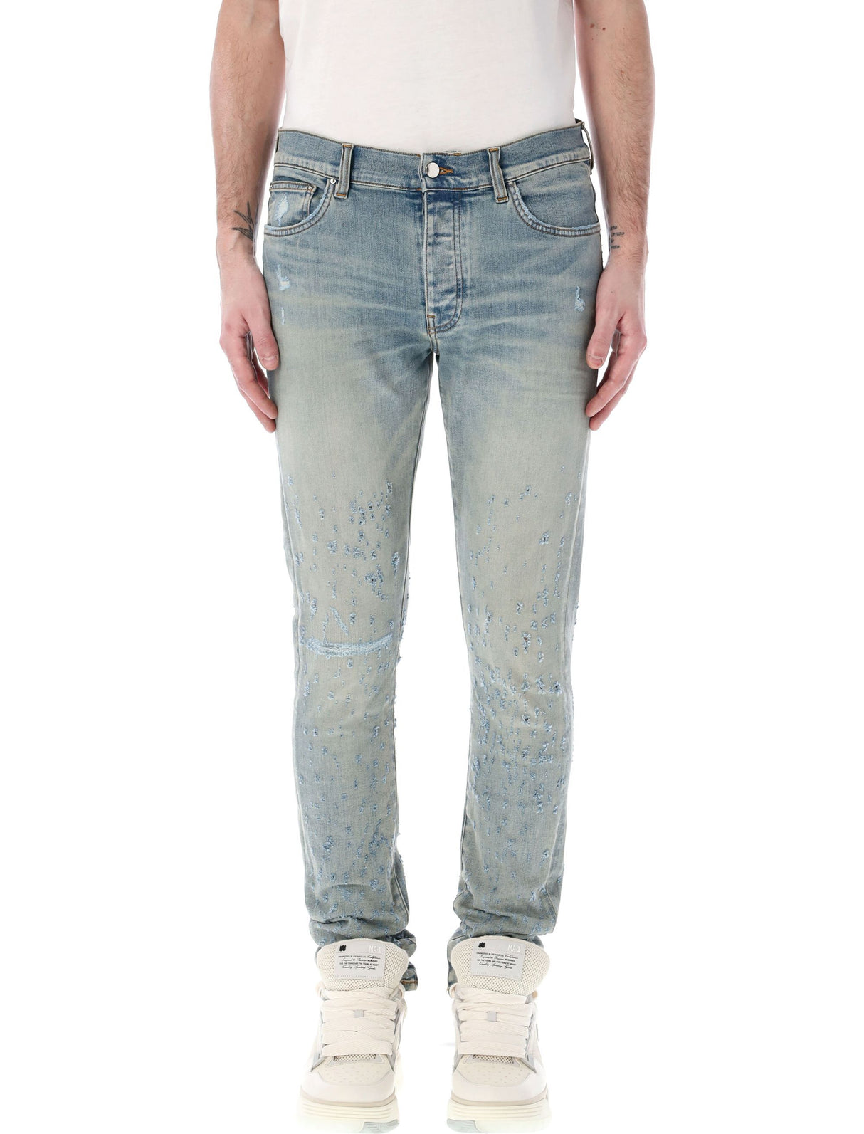 Quần jeans cơ khí cổ điển của nam giới - Vải cotton kết hợp, bị rách, Form ôm