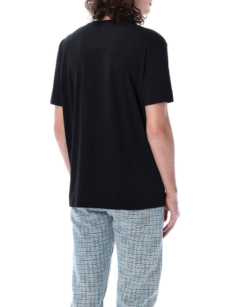 GIVENCHY Slim Fit T-Shirt with Printed Logo and Embroidered Floral Details