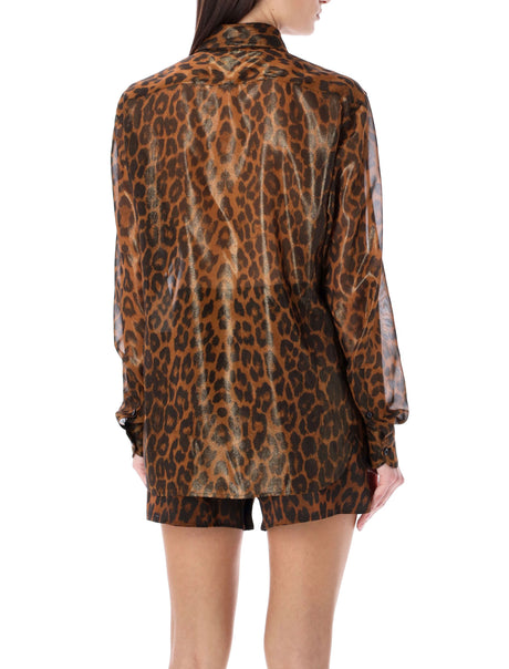 TOM FORD Luxurious Silk Georgette Shirt in Leo Print