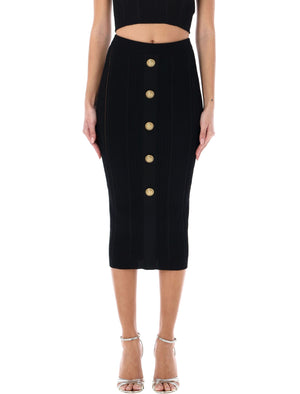 BALMAIN Stylish 5-Button Knit Skirt for Women