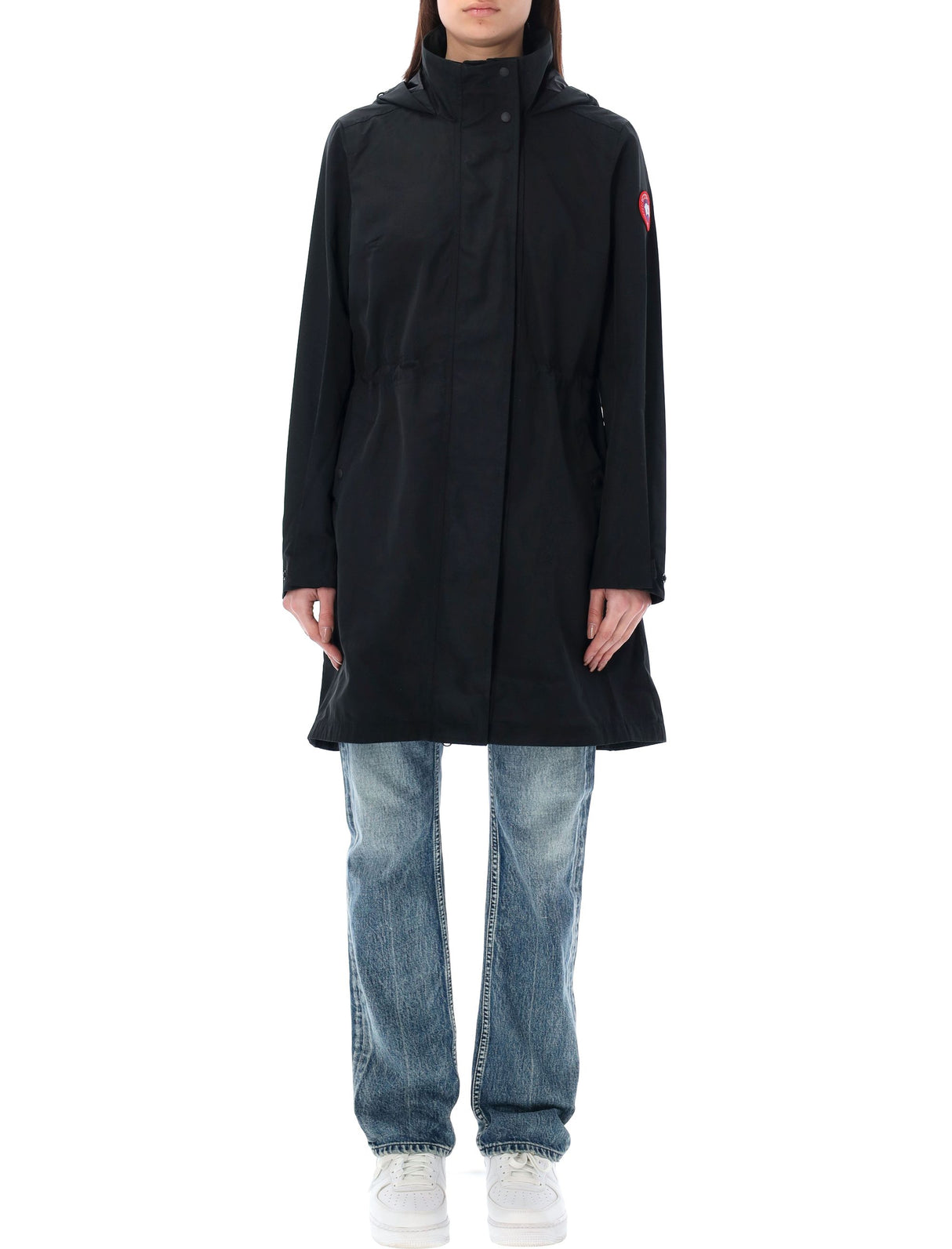 Áo khoác belcarra đen với mũ điều chỉnh và chi tiết phản quang