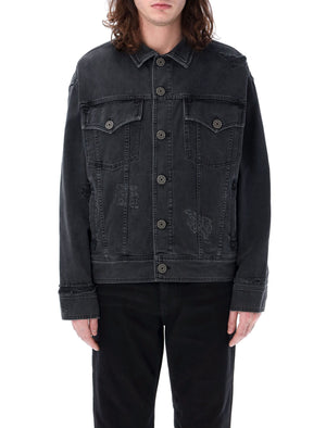 BALMAIN Worn-Effect Denim Jacket in Faded Black for Men - SS24