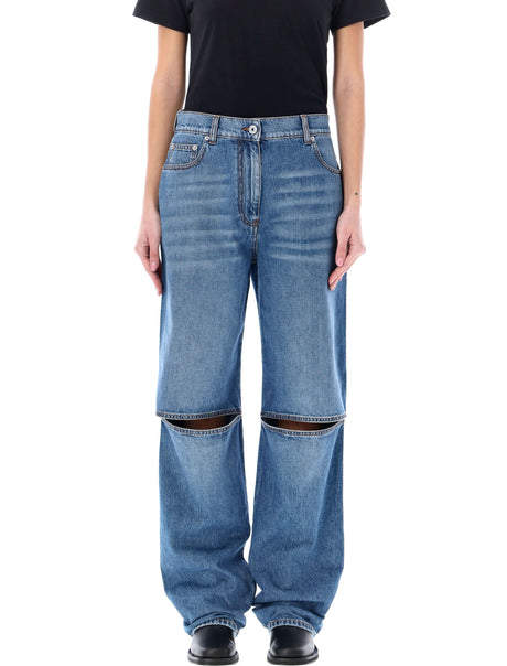 JW ANDERSON Light Blue Cut-Out Knee Bootcut Jeans for Women - SS24