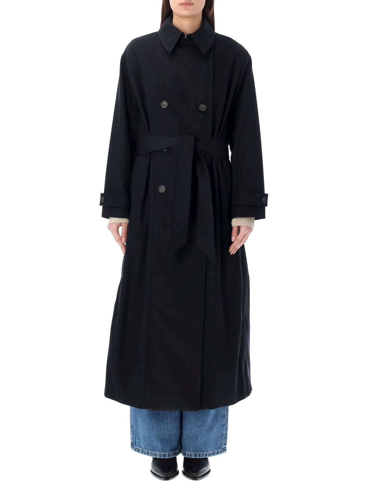 A.P.C. Water-Repellent Black Trench Jacket for Women