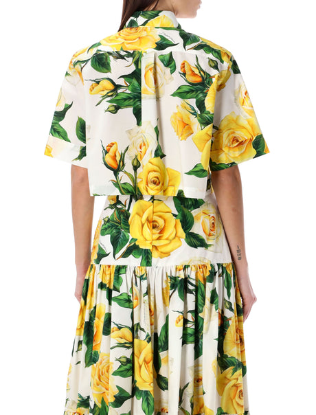 DOLCE & GABBANA Yellow Roses Print Short Shirt for Women - SS24