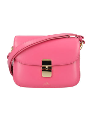 Fuchsia Rose Leather Trapezoidal Handbag for Trendy Women - SS24
