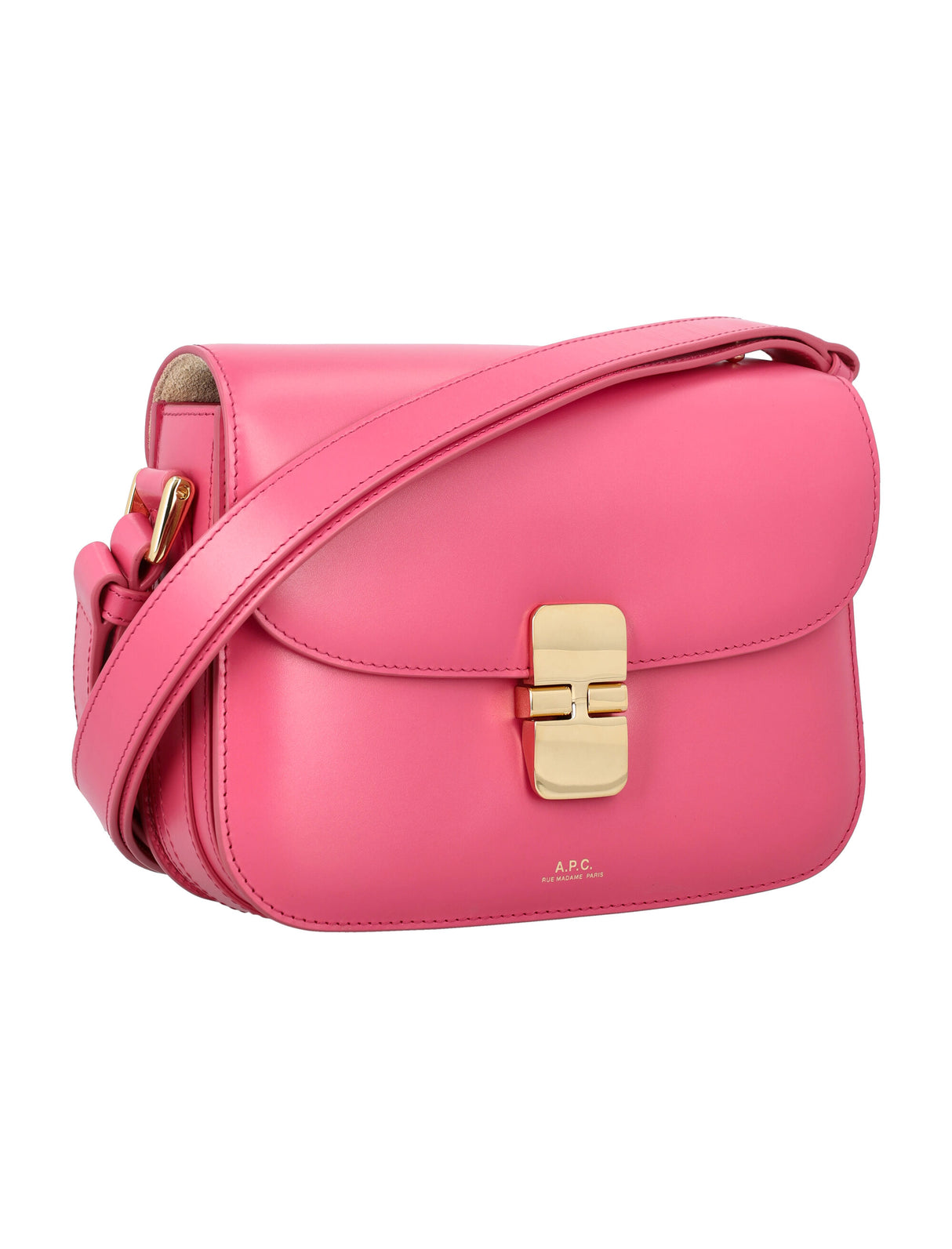 Fuchsia Rose Leather Trapezoidal Handbag for Trendy Women - SS24