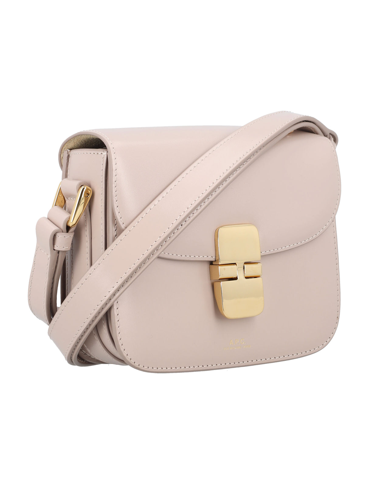 A.P.C. Grace Mini Smooth Leather Crossbody Bag in Moon Grey