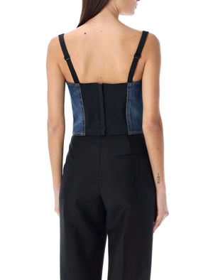 Áo ngắn denim nữ tông màu xanh dòng sản phẩm đầy cá tính từ Nhà mốt thời trang Ý