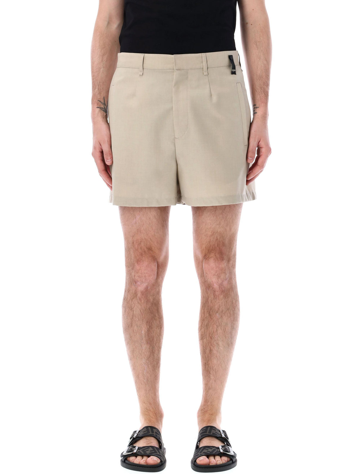 FENDI Sartorial High-Waist Short Trousers in Jojoba Beige for Men