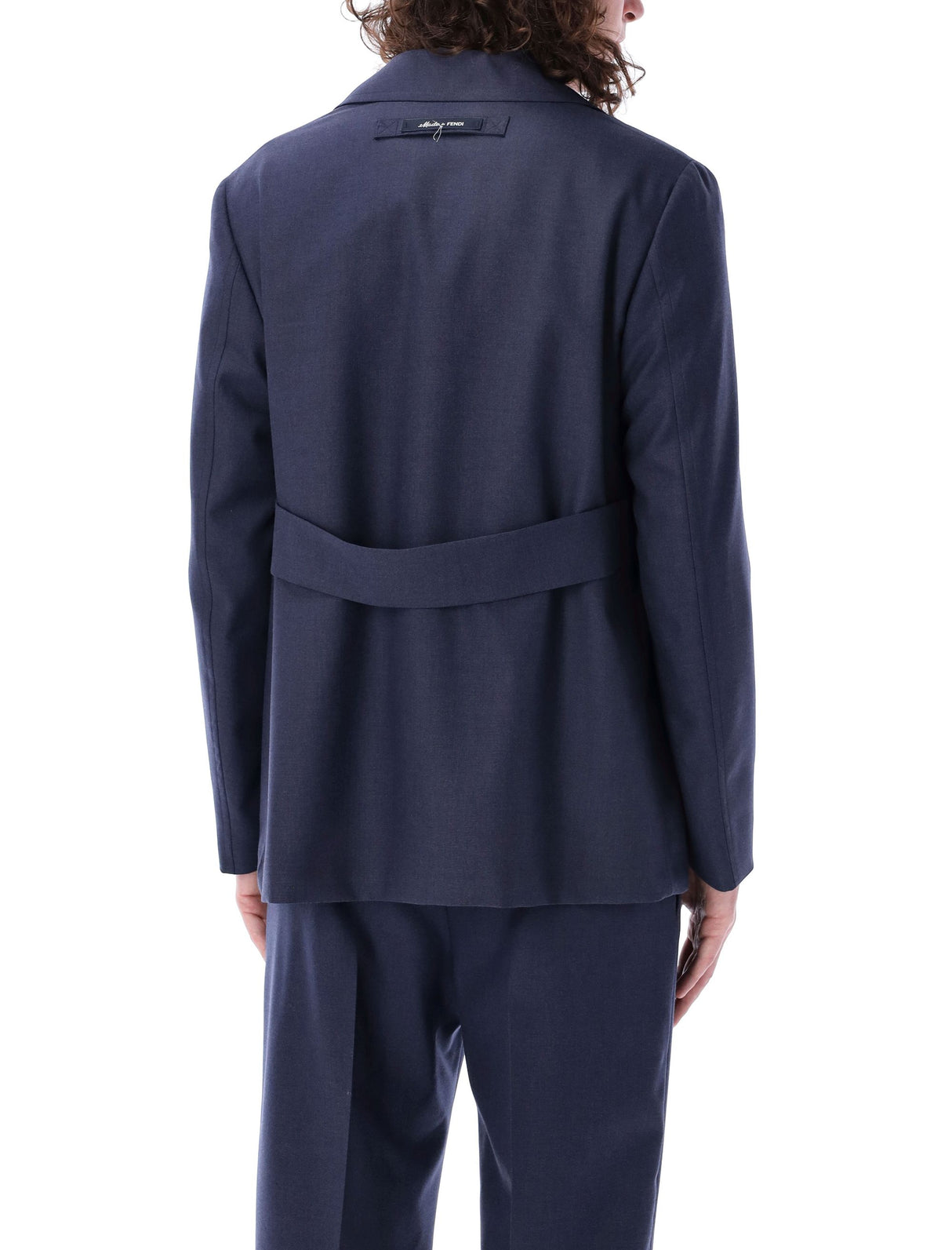 FENDI Men's Single-Breasted Wool Jacket in Mirto Blue - Spring/Summer '24 Collection