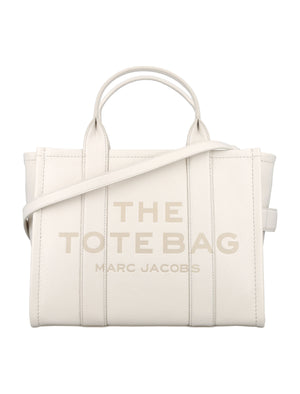MARC JACOBS Silver Leather Medium Tote with Top Handles & Zip Closure - Women's Handbag