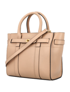 MULBERRY Mini Bayswater Leather Satchel with Zip and Adjustable Strap in Maple - 23x21 cm