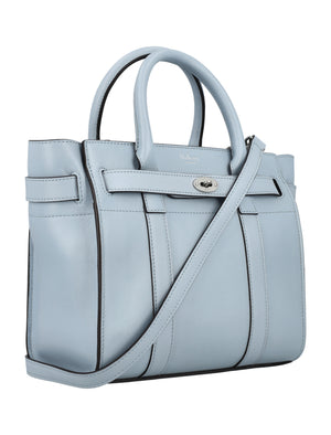 MULBERRY Mini Bayswater Leather Tote with Postman's Lock in Poplin Blue - Women's