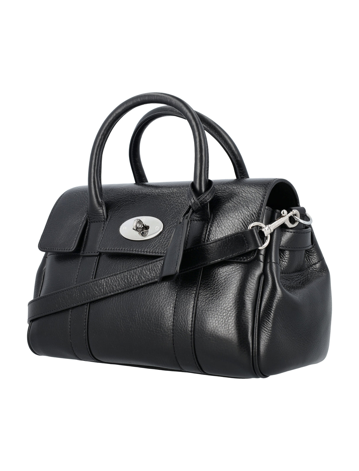MULBERRY Chic Black Leather Mini Bayswater Satchel with Silver-Tone Accents (27x16x14 cm)
