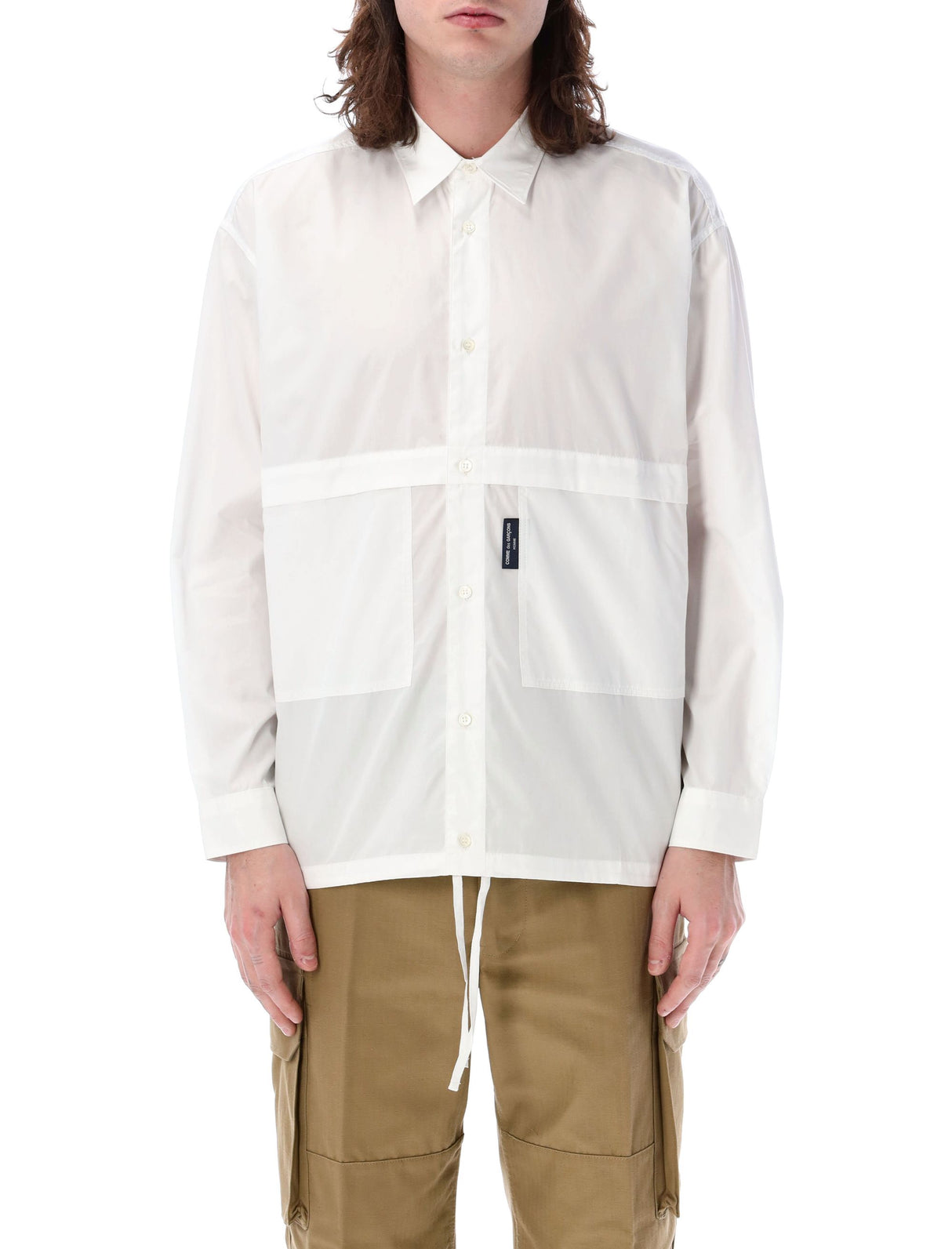 COMME DES GARÇONS HOMME PLUS Men's Cotton Concealed Pockets Shirt with Oversized Hidden Pockets by a Leading Designer