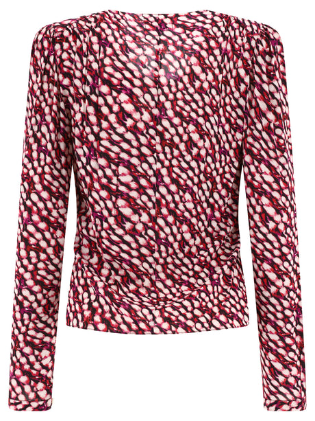 ISABEL MARANT V-Neck Ruffled Blouse with Buttoned Long Sleeves