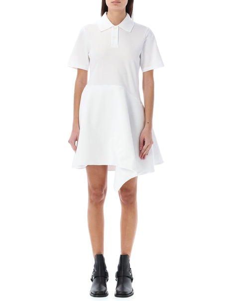 JW ANDERSON Short Sleeve Asymmetrical Polo Dress for Women - White